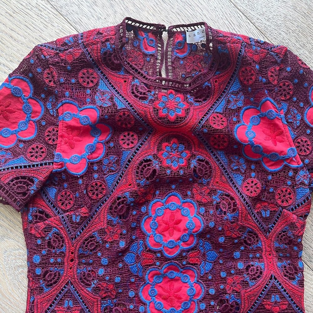 Sandro Dress - Burgundy / Red / Blue